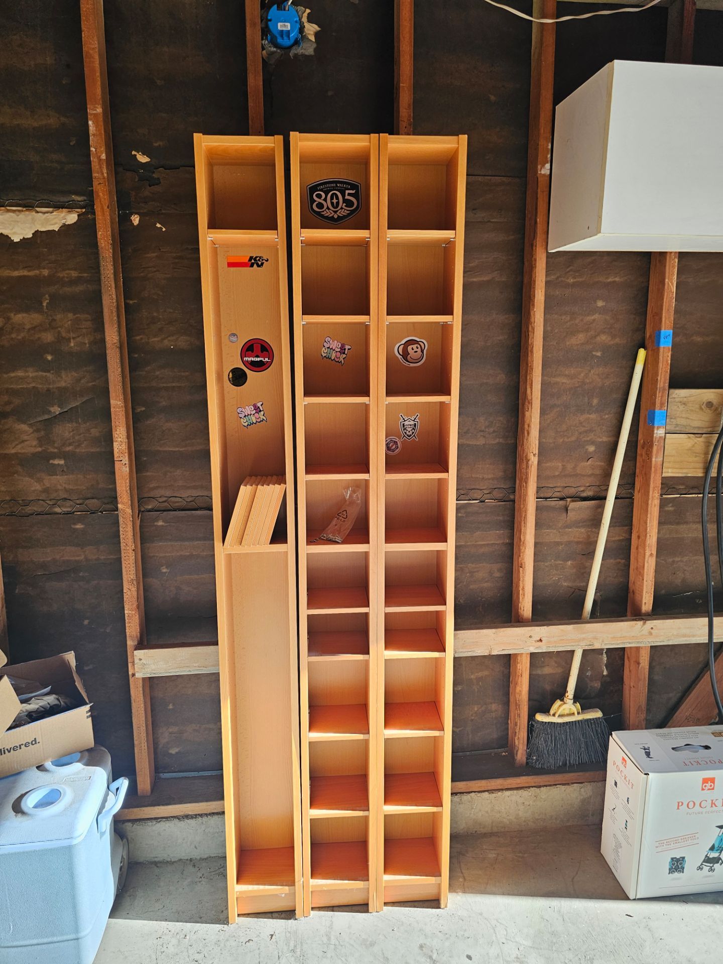 Shelves x3, 80" x 8" x 6.75", tall and narrow