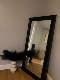 Large Black Framed Floor Mirror – Modern Full Length Mirror