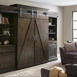 Barn door entertainment center farmhouse style
