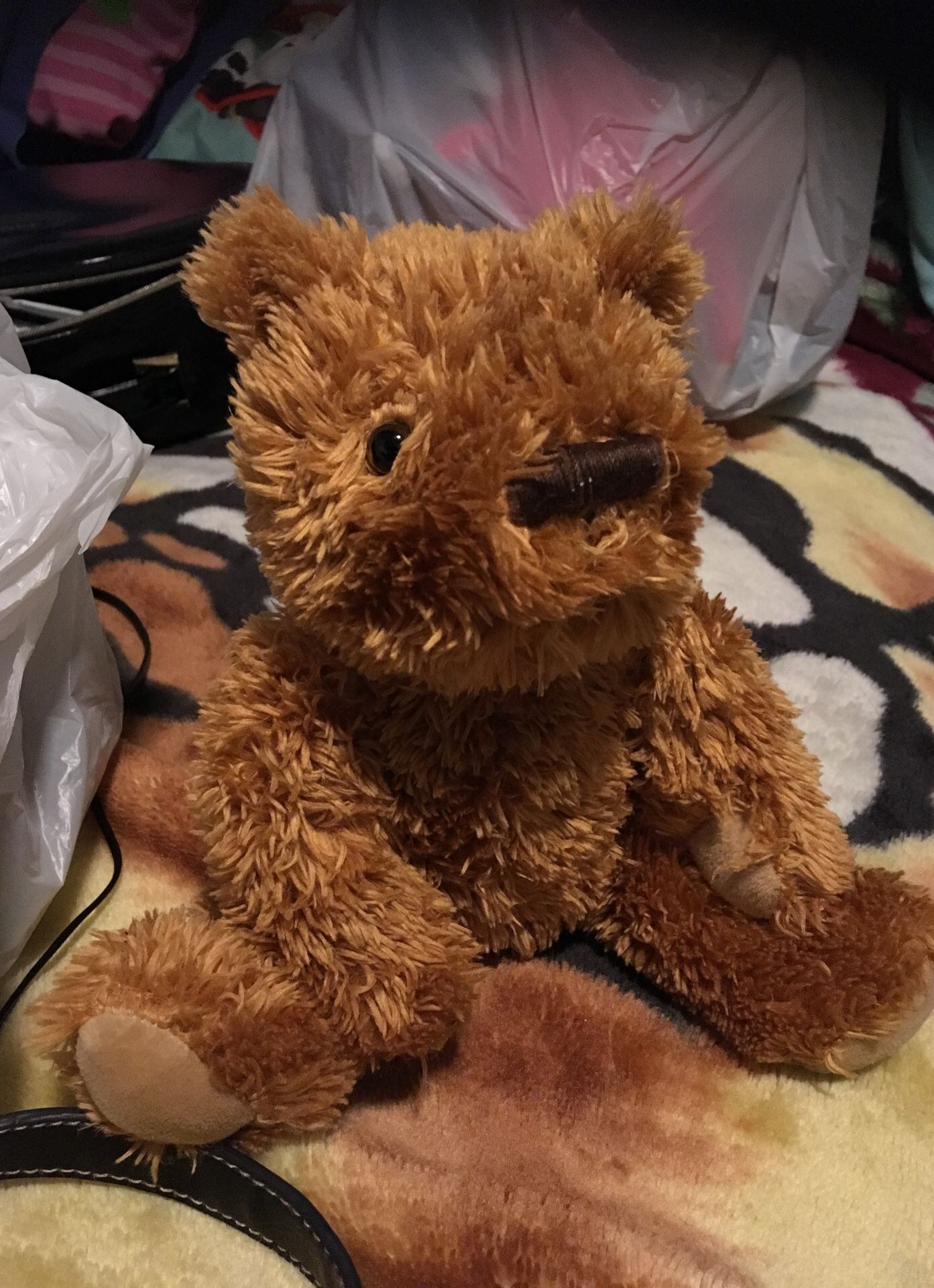 Stuffed plush brown beanbag bear $1.00