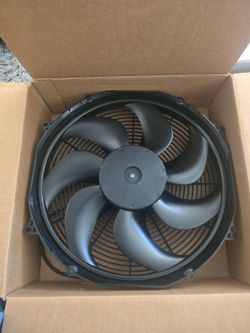 EDS 16" puller fan 12 volt high output curved blade open box