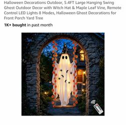 5.4FT Hanging Halloween Ghost Swing Decoration