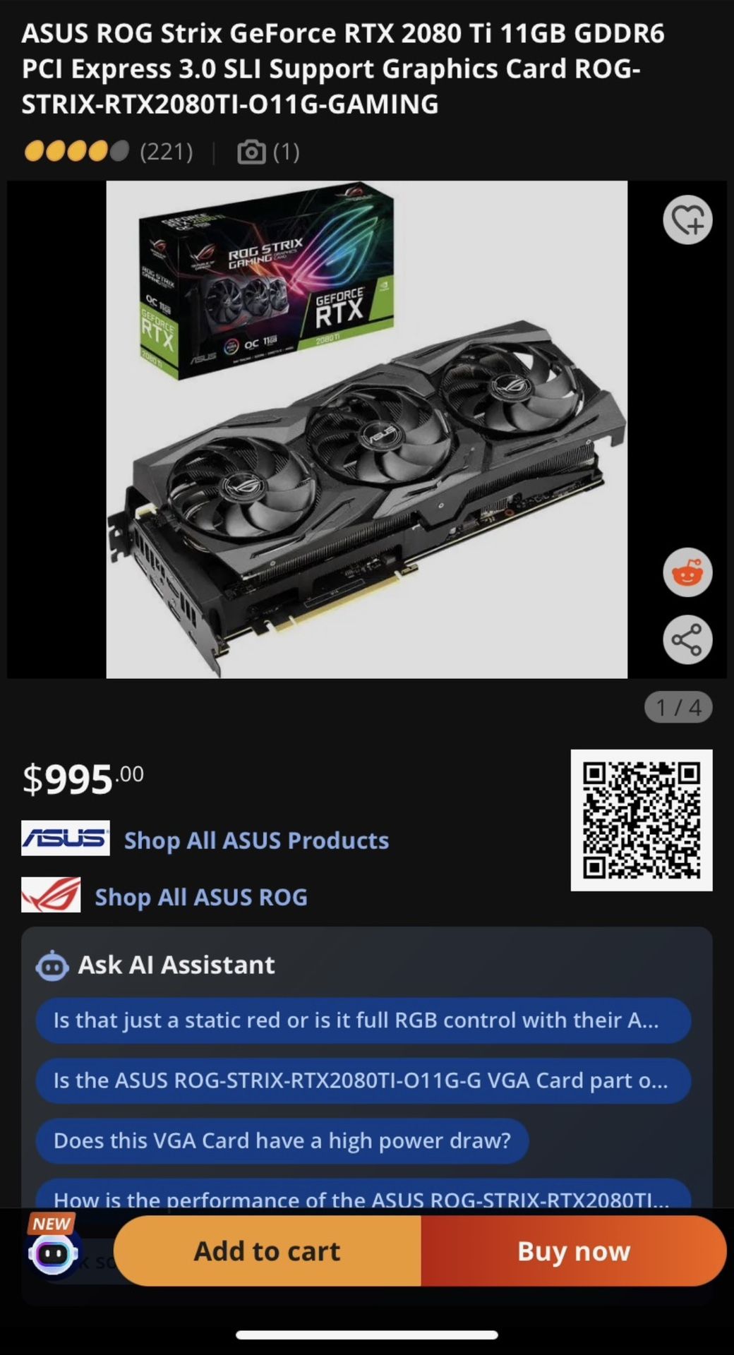 ASUS ROG Strix GeForce RTX Support Graphics Card