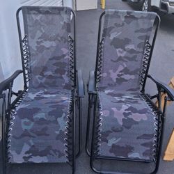 Set Of 2 Reclining Gravity Camping/Patio Chairs