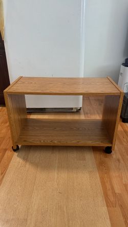 Rolling wooden storage table, storage stand