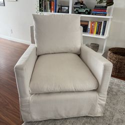 Cream Linen Slipcover Armchair