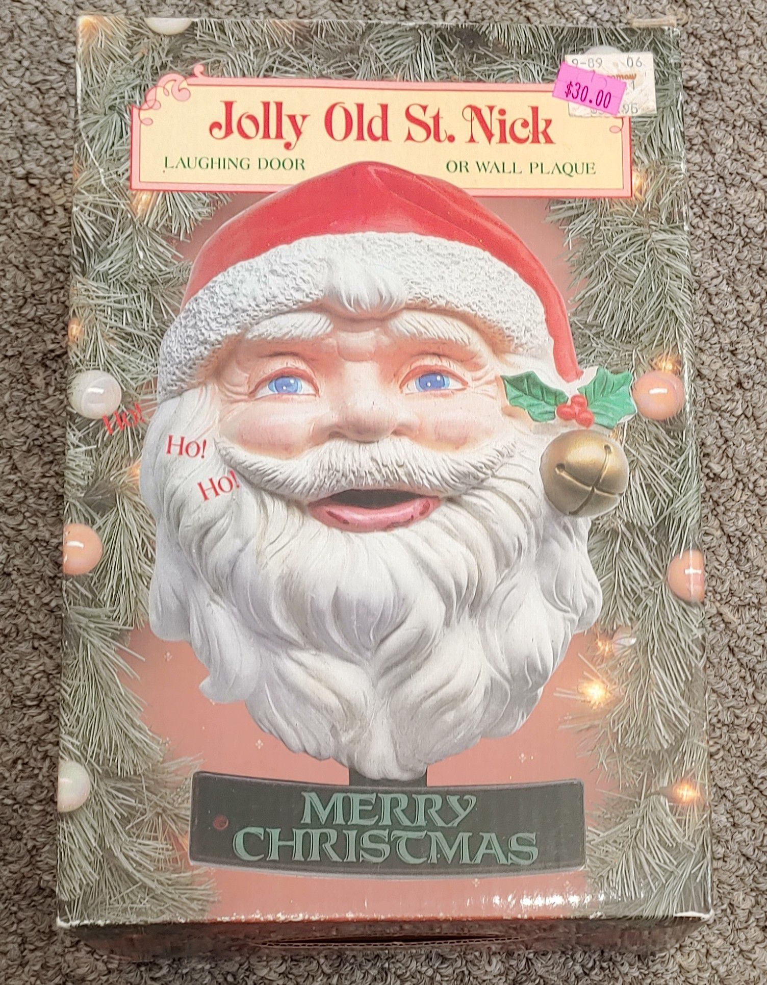 Vintage Jolly Old St. Nick Laughing Door Or Wall Plaque