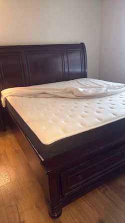 King size mattress, and boxspring.