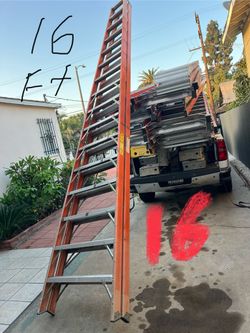 Escalera 16 pies de fibra de vidrio doble subida casi nueva 