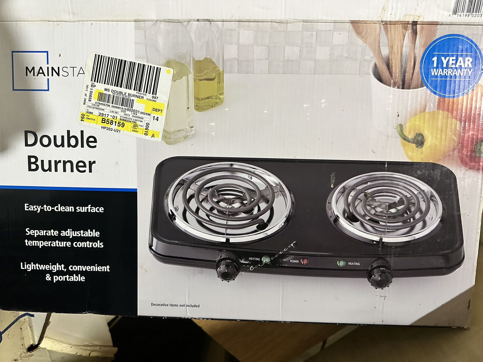 Mainstays Portable Double Burner and Hot Plate, 120V~ 1800W