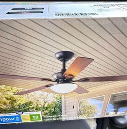 Mainstays 52" Indoor/Outdoor Oil Rubbed Bronze 5 Blade Reverse Airflow Ceiling Fan, 1 LED Bulb