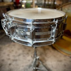 Vintage 1972 Rogers Dynasonic Snare Drum Chrome Over Brass 