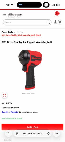 Snap on stubby 3/8 air impact