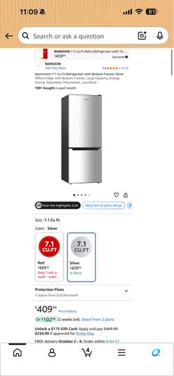 Bangson 7.1 Cu.Ft Bottom Freezer Refrigerator Silver