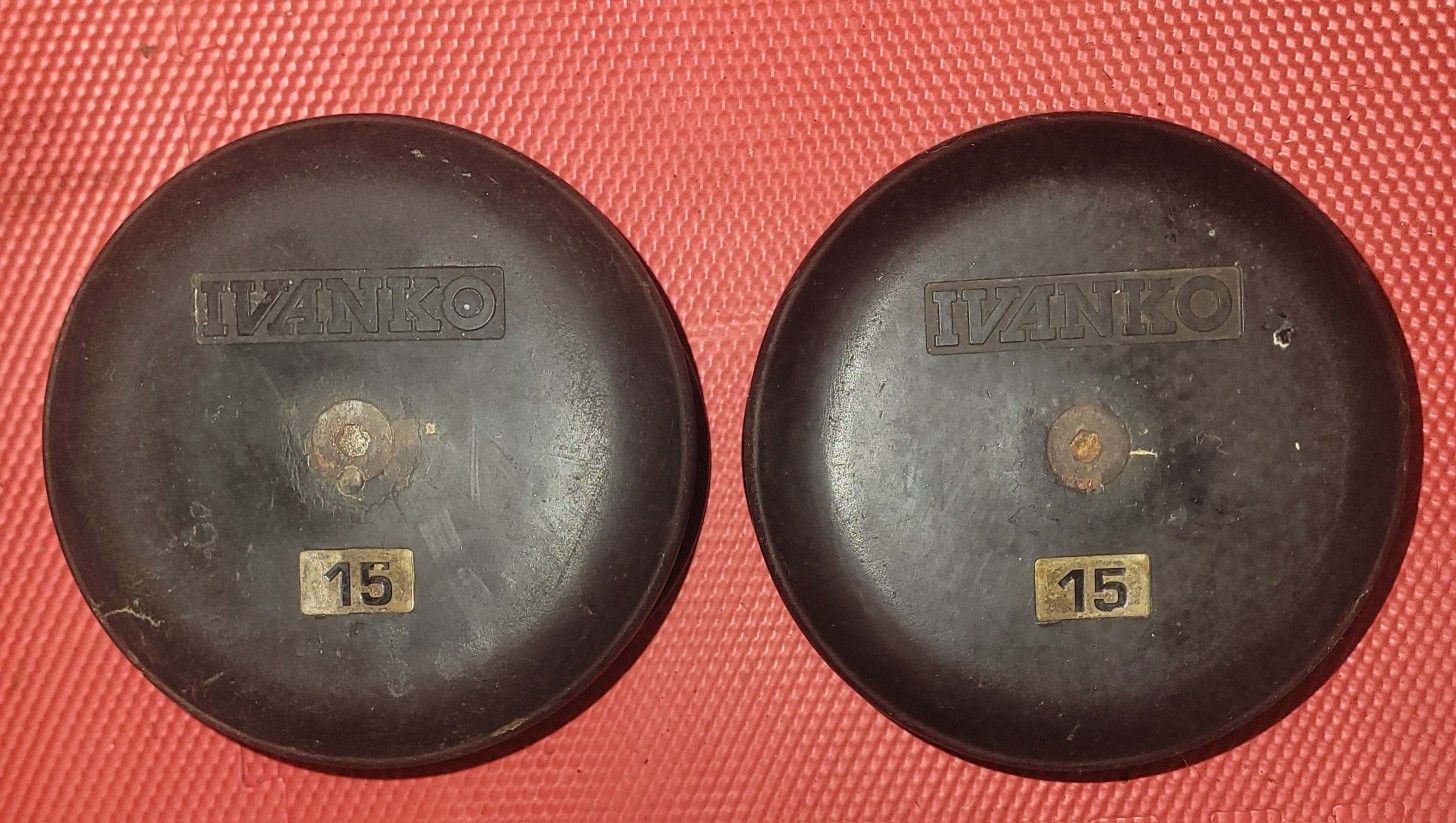 2x 15lbs IVANCO Professional Dumbells