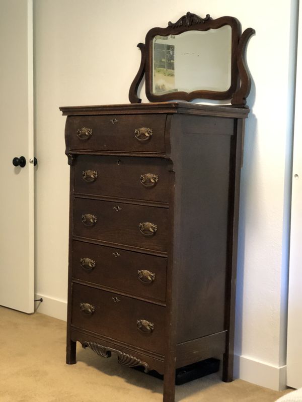 PRICE DROPPED Antique Highboy Dresser with Mirror for Sale in