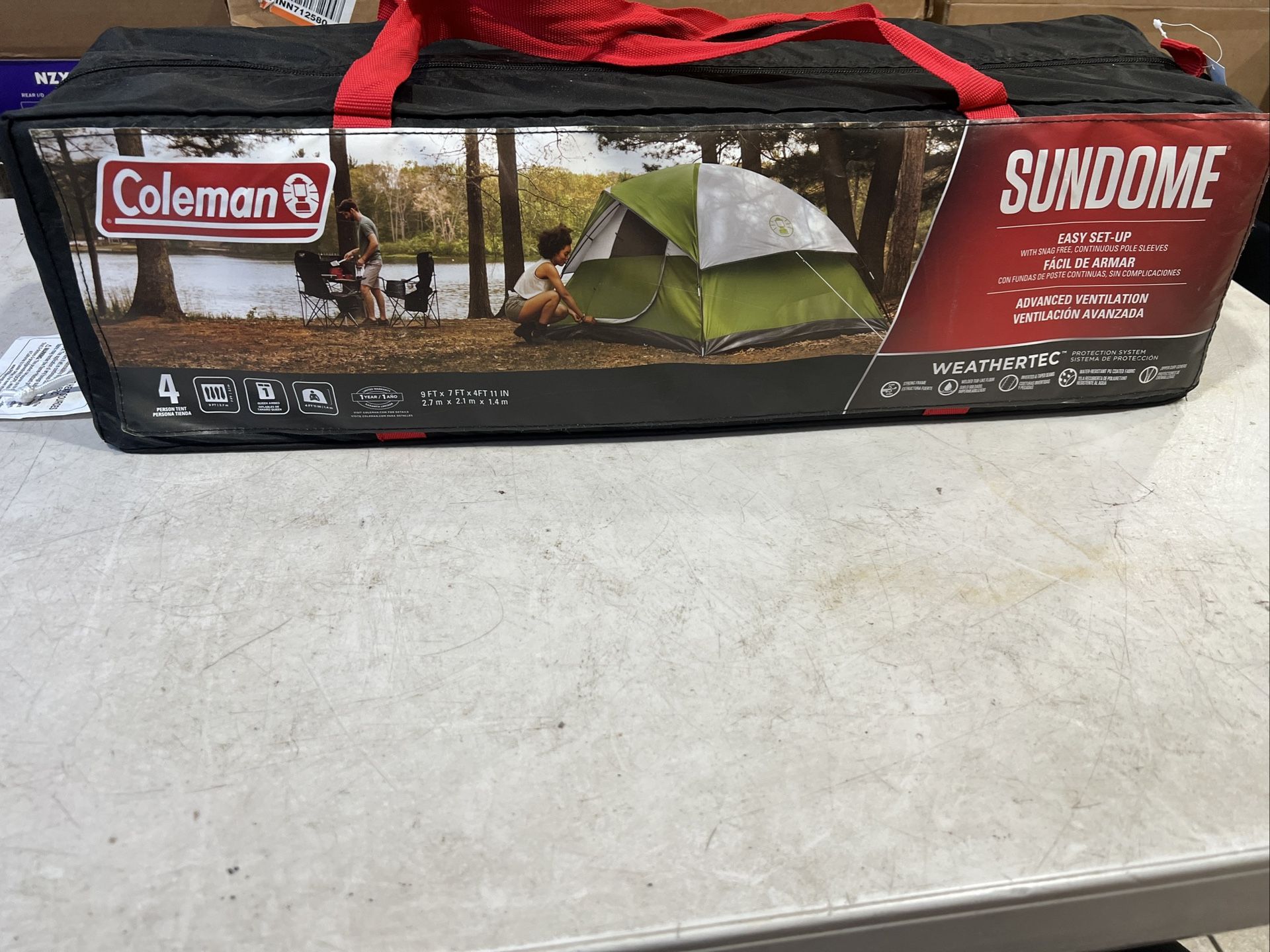 Coleman Sundome Tent 4 Person 9’X7' Backpacking Camping Green/white