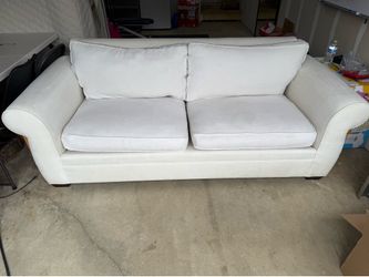 White Linen Pottery Barn Couch