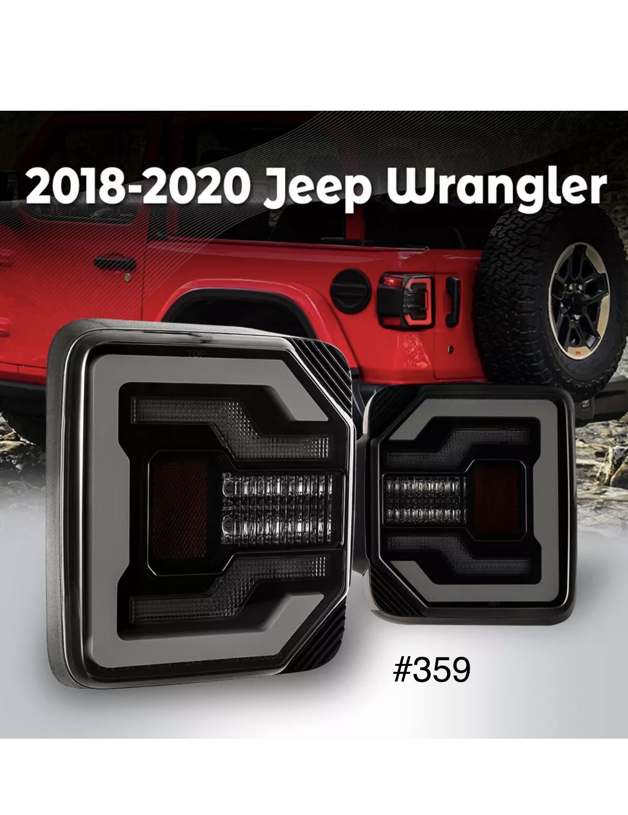 2018 to 2020 Jeep Wrangler Black Smoked Taillights (FOR THE PAIR)