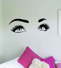 Wall Decal Home Decor Sticker Vinyl Girls Eyes Lashes Brows Eyelashes Eyebrows Beauty Make Up