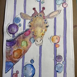 Whimsical Water Color Giraffe! 