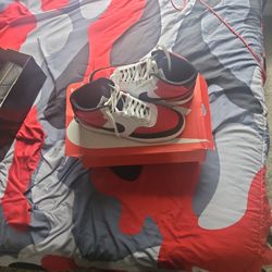 Red And White Nike Court Mid