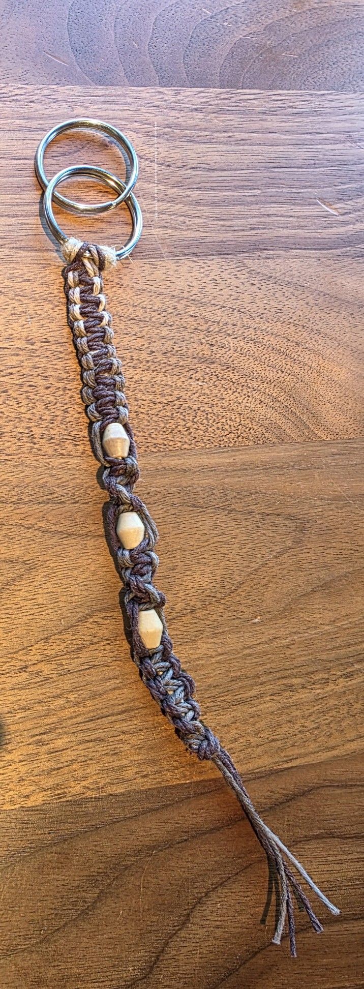 Double Ring Keyring Brown and Tan