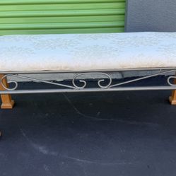 Elegant White & Wood Accent Bench