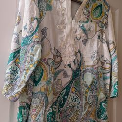 Charter Club Women's Linen Tunic Top Large