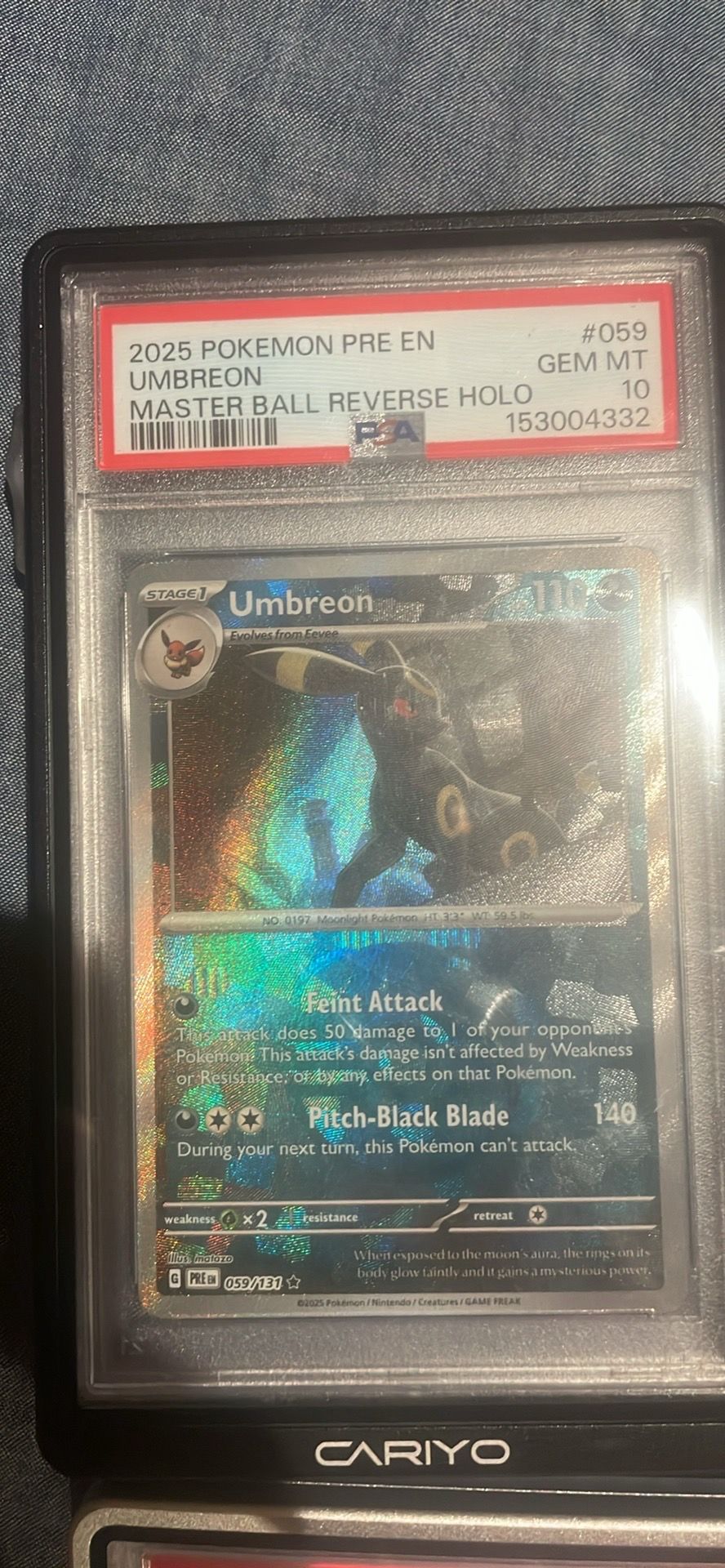 2 copies of the Umbreon Masterball PSA 10 pop 1200 ish