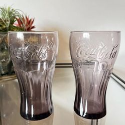 Vintage Coke Coca Cola Glasses Purple Tone