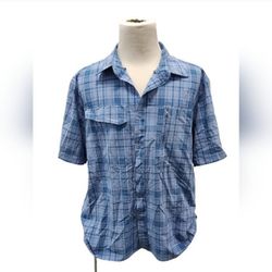Lake & Trail Size XL Blue Plaid Button Down Shirt