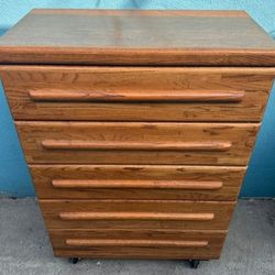 5 Drawers Dresser, Solid Wood, Mahogany Color,  Strong and Solid, Drawers are Spacious, Quality and Style, Condition Very Good.