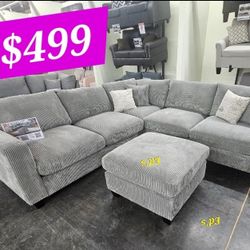 BRAND NEW 4PCS SECTIONAL SOFA SET WITH OTTOMAN AND ACCENT PILLOW INCLUDED $499