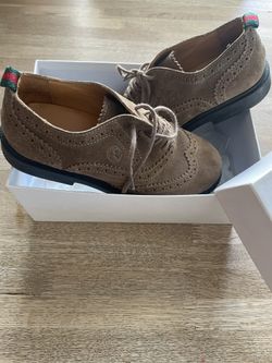 Gucci Boys' Suede Oxfords Shoes - Brown Kids Size 1 (32)-