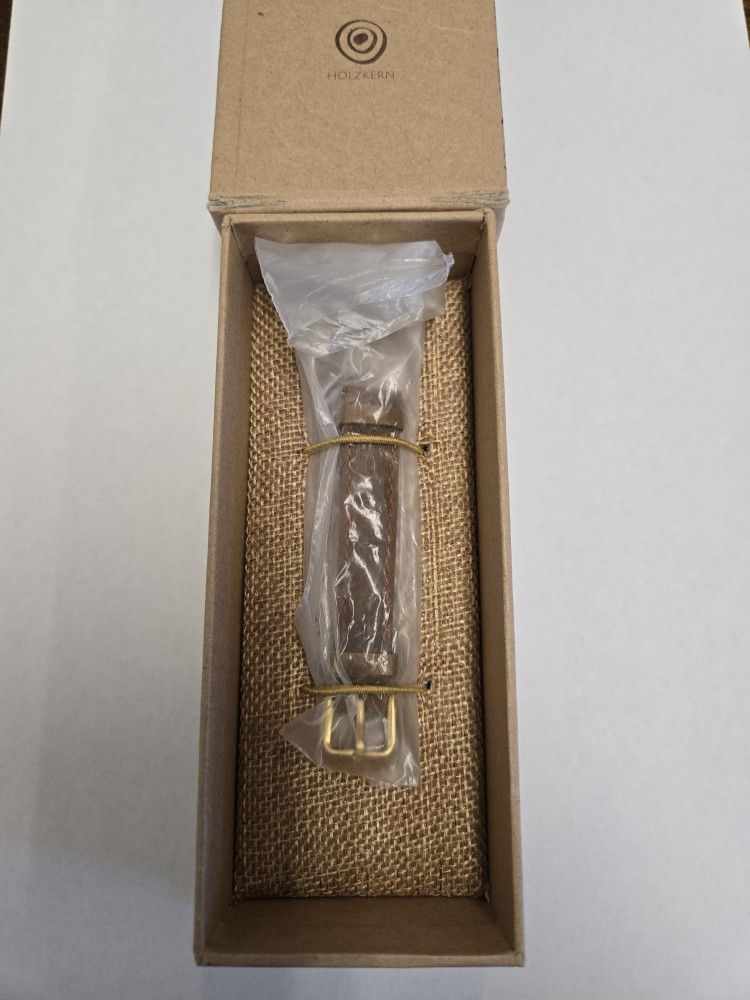 Holzkern Emma Women's Watch Band Brown Leather Gold Buckle 14mm NEW IN BOX