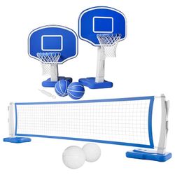 Nordic ProStore Adjustable Pool Basketball Hoop & Volleyball Net