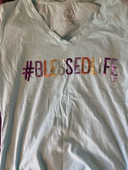 New York & Company #BlessedLife Sequin V-Neck Tee