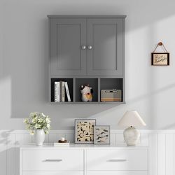 New Bathroom Medicine Cabinet, Wall-mounted Storage Cabinet with Adjustable Partitions, with 3 Open Shelves for Bedroom Organizer or Laundry New in b