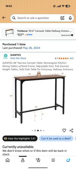 48" Console Table