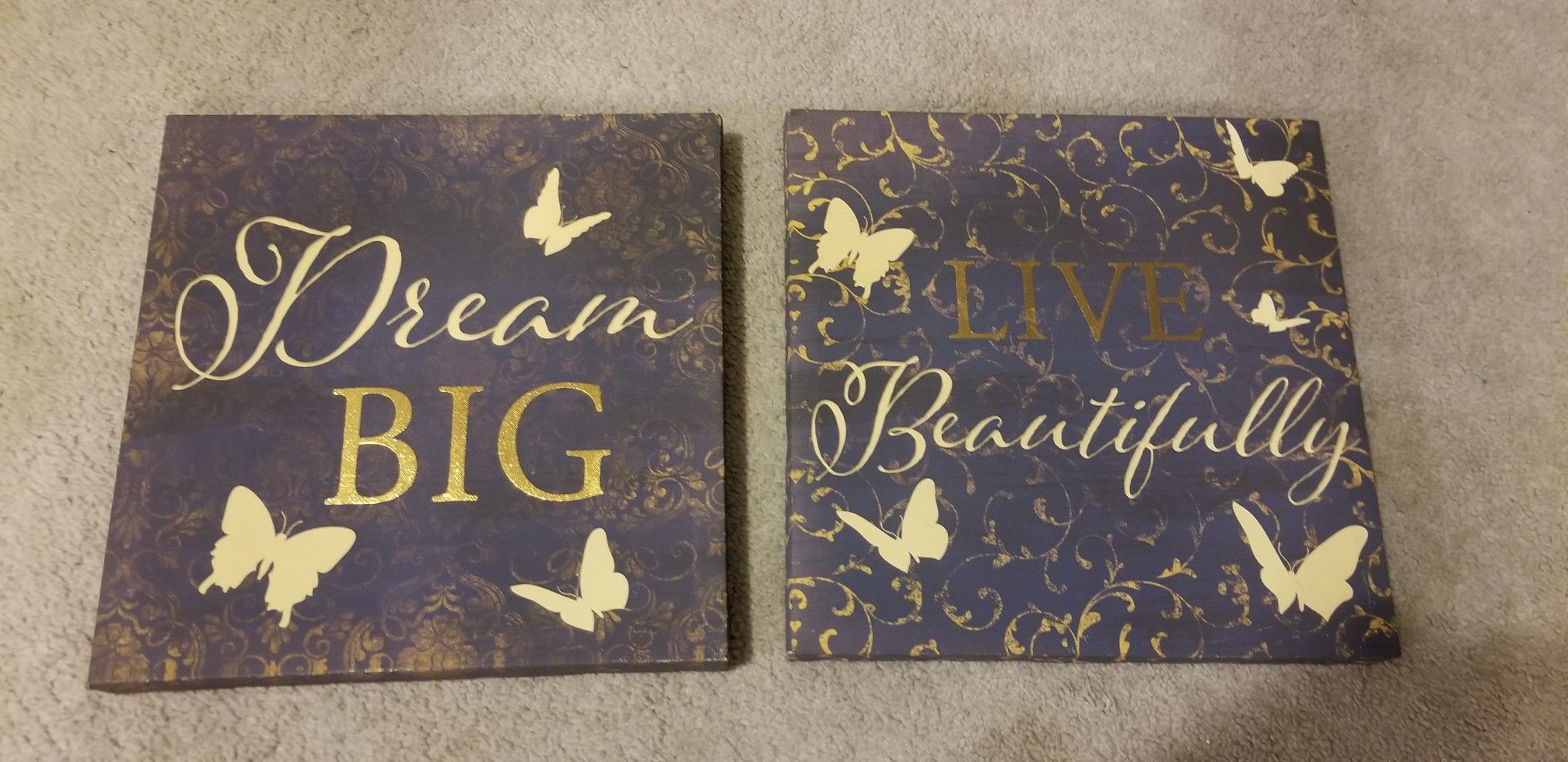 Set of 2, Inspirational Wall Art (Dream Big & Live Beautifully) $10.00 FIRM