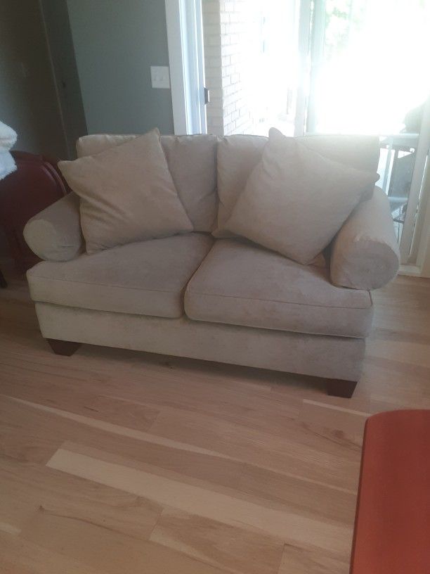 Beige Loveseat Soft Fabric
