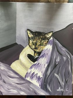 Cat Portrait Acrylic Canvas Painting 