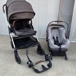 Nuna TRIV stroller and Nuna car seat with adapter