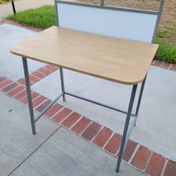 Silver White And Light Brown Wood Home Office Desk With Small Whiteboard
