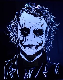 Joker etched lighted mirror