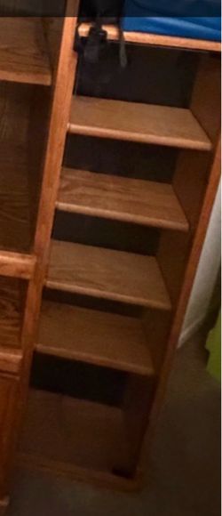 Wooden media tower shelf