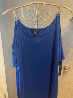 New Designer dress royal blue with gold chain hardware straps