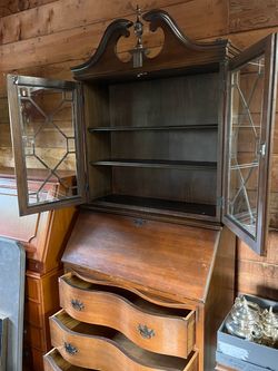 Antique Secretary Desk with Bookcase Hutch and Dresser