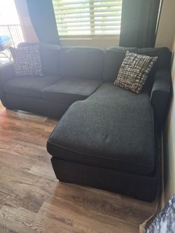 Dark Gray Fabric Sectional Sofa/ futon with Chaise